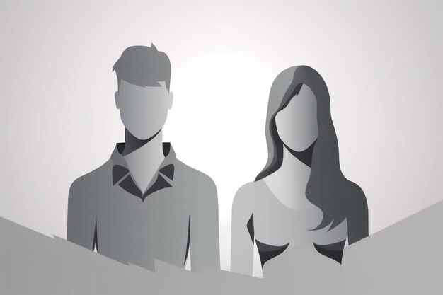 Standard-Platzhalter-Avatar-Profil auf grauem Hintergrund Mann und Frau