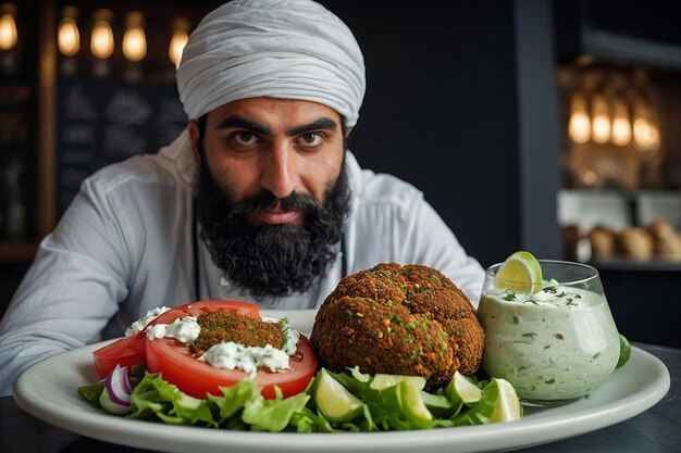 Foto standard-tzatziki und falafel-zufriedenheit