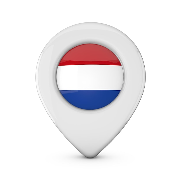 Standortmarkierungssymbol für die niederländische Flagge 3D-Rendering