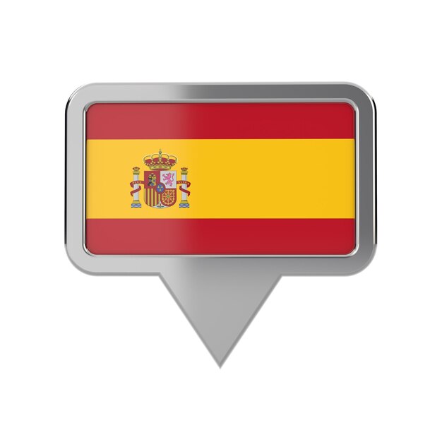 Standortmarkierungssymbol für die spanische Flagge 3D-Rendering
