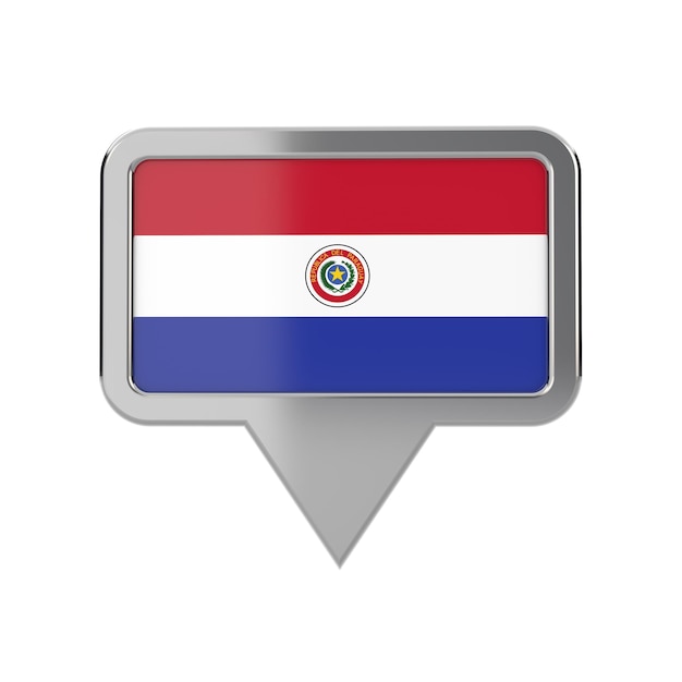 Standortmarkierungssymbol für Paraguay-Flagge 3D-Rendering
