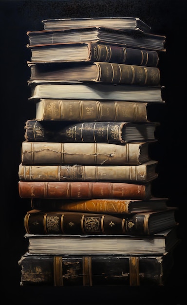 Stapel alter Bücher auf schwarzem Hintergrund Getöntes Bild im Retro-Stil