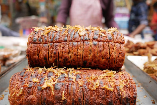 Stapel Kabab auf der Straße aus nächster Nähe