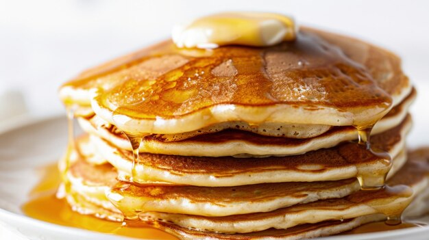 Stapel köstlicher Pfannkuchen mit süßem Sirup