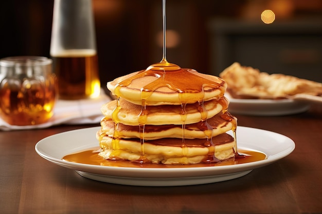 Stapel Pfannkuchen mit Honig