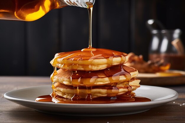 Stapel Pfannkuchen mit Honig