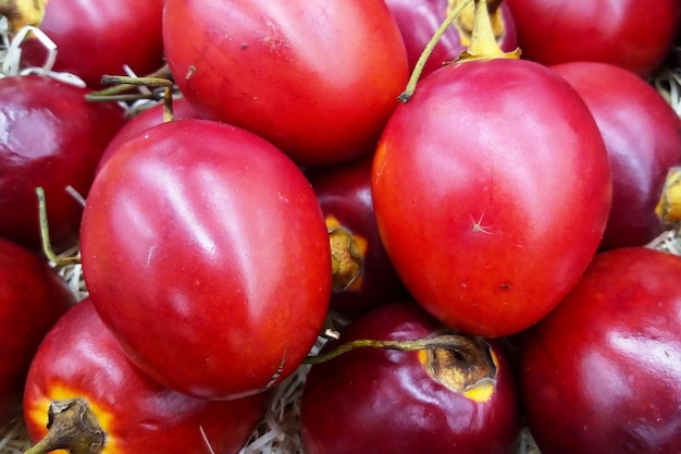 Stapel Tamarillos auf einem Marktstand