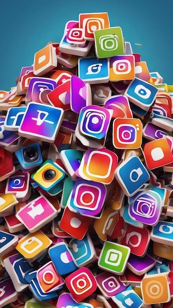 Stapel von 3D-Instagram-Logos