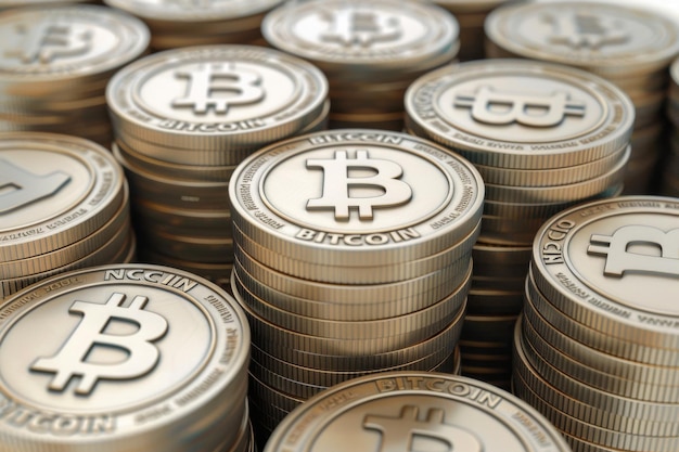 Stapel von Bitcoins im Stapel