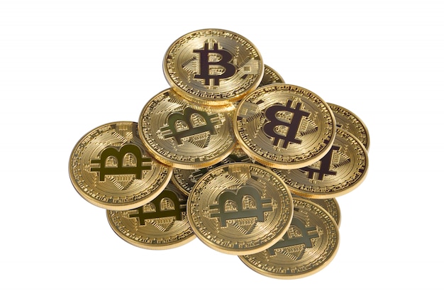 Foto stapel von gold bitcoin