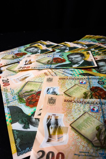 Foto stapel von lei rumänisches geld ron leu geld europäische währung