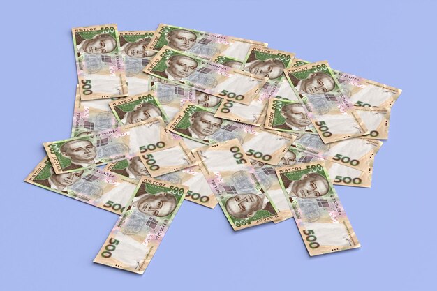 Stapel von ukrainischem Geld Griwna Griwna Griwna mit 500 Banknoten Finanzkonzept