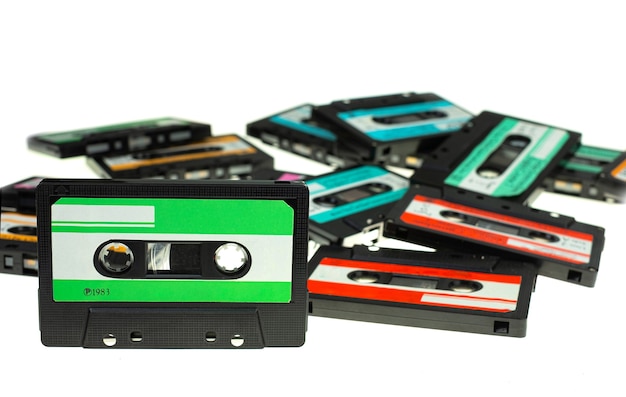 Stapeln Sie Vintage-Kompaktkassetten