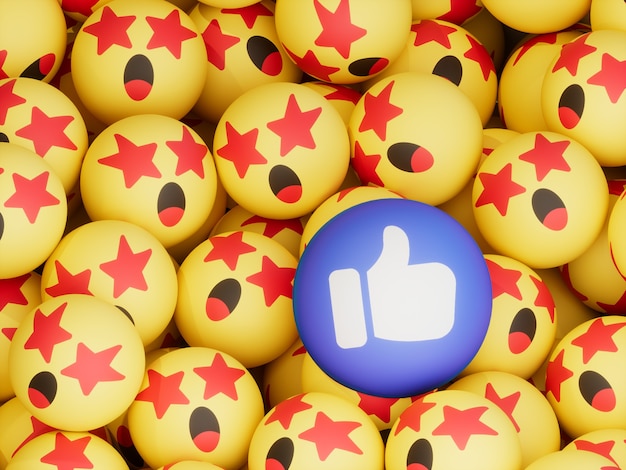 Star Struck Over Like Emoticon Balls Crypto Currency Ilustración 3D Render