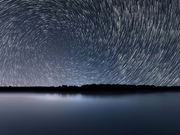 Star Trails, Vortex Star Trails Estelas de estrellas sobre el río