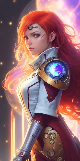Una Starfire joven, una chica blanca pálida y flaca con cabello rojo, una cubierta de cuerpo completo generada por AI