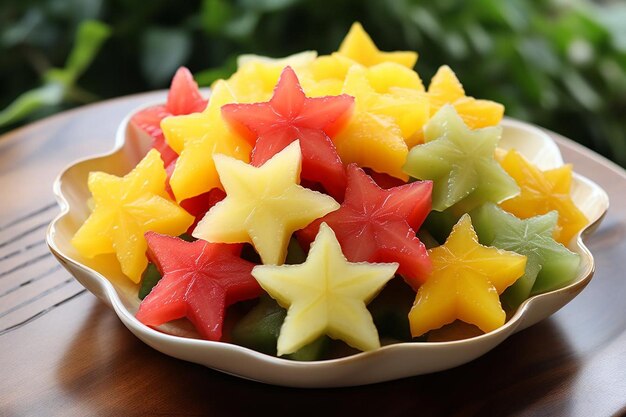 Foto starfruit mit einer scheibe auf einer schüssel hafermehl starfruit bildfotografie