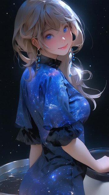 Stargazing Girl Fotorealistische generative Anime-KI