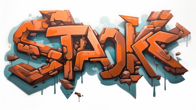 Stark e Simplicity Orange Graffiti Lettragem em 2D Game Art Estilo