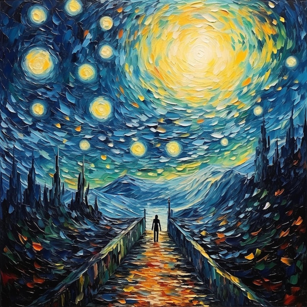 Starr Night Gemälde des Künstlers Mark Vandervelgt generative ai
