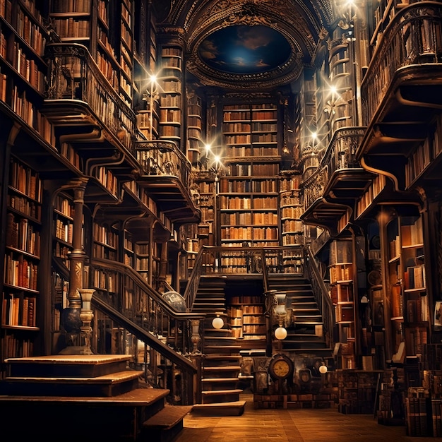 Starry Archives The Library of Dreams Bücherregale Generative KI