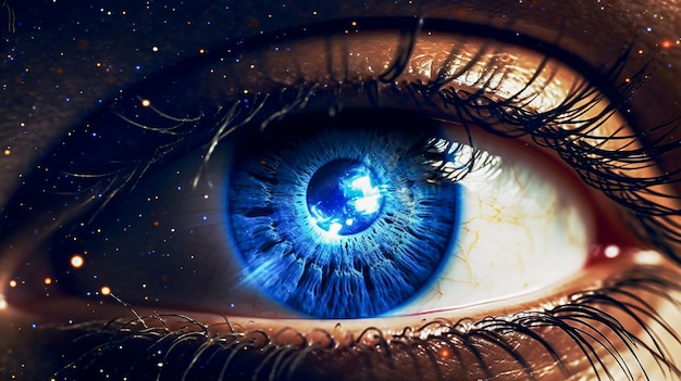 Starry Blue Eye Um close-up cativante com IA gerativa