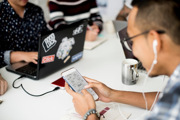 Startup-Geschäftstreffen im Team