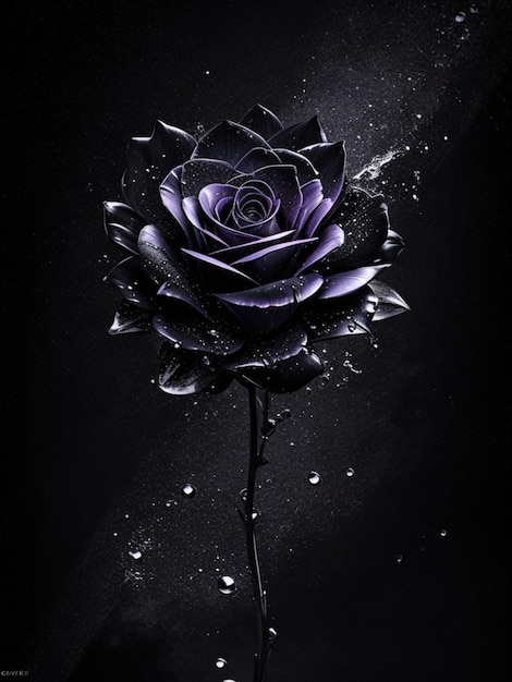 Stary Black Rose Flower Splash Arts Estética