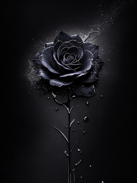 Stary Black Rose Flower Splash Arts Estética