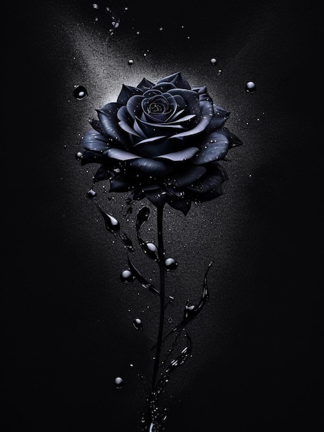 Stary Black Rose Flower Splash Arts Estética