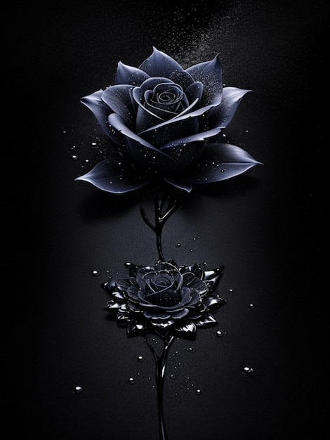 Stary Black Rose Flower Splash Arts Estética
