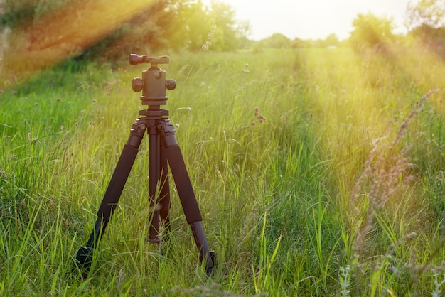 Foto stativ steht im gras