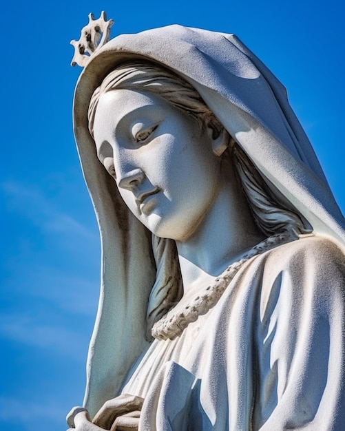 Statue einer Jungfrau Maria mit einem Stern auf der Spitze