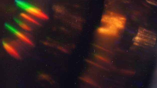 Staubige holographische Regenbogenflammen lebendig und magisch überlagert