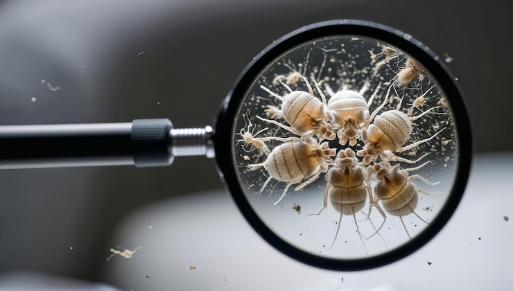 Foto staubmilchvergrößerungsgläser makro