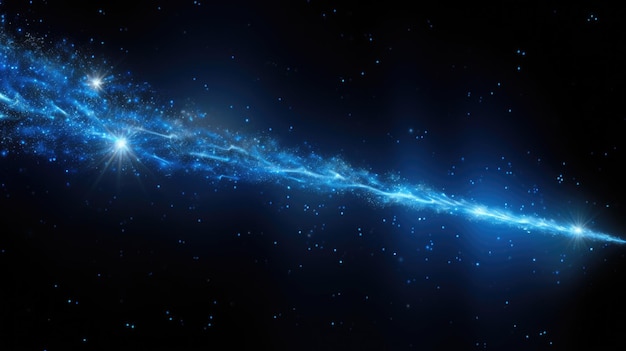 Staubspureffekt eines leuchtend blauen Sternschnuppens mit funkelnder Sternenstaubspur