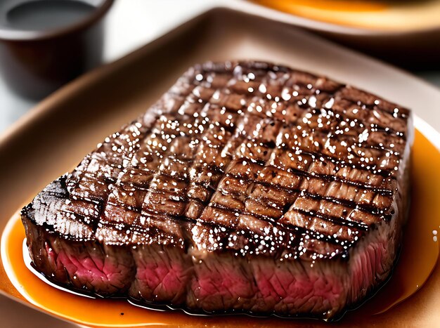 Steak-Beleuchtung, Detail, warme Atmosphäre, Nahaufnahme des Restaurants