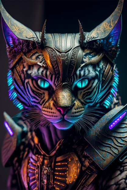 Foto steampunk cybernetic tiger scifi futurismo em 3d ai gerado