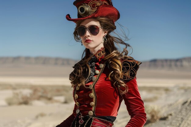 Foto steampunk elegancia en el desierto