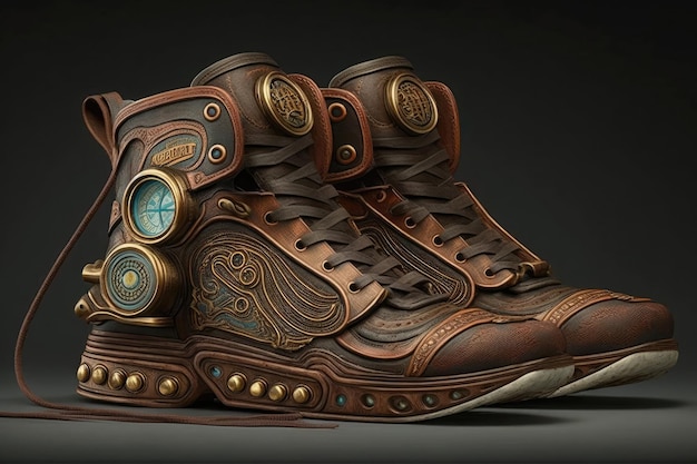 Steampunk Entrenadores Arte Diseño futurista IA generativa