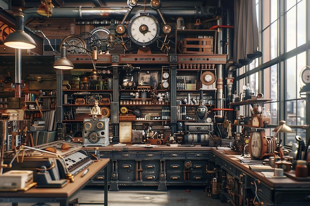 Steampunk-Erfinder-Workshop mit inspirierenden Kreationen