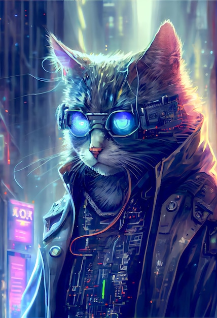 Steampunk-Katze mit Brille