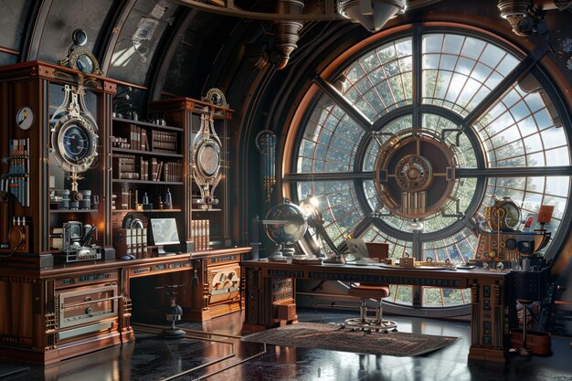 Foto steampunk-labor mit heim- und büro-themen