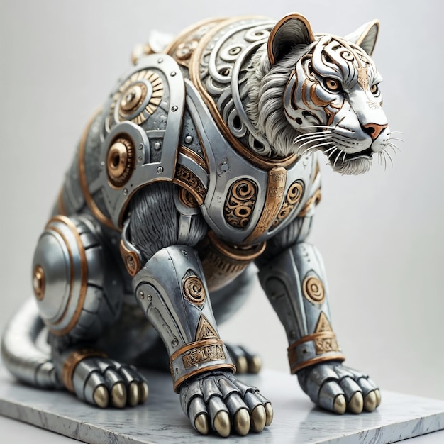 Steampunk Mechanical Tiger Sculpture