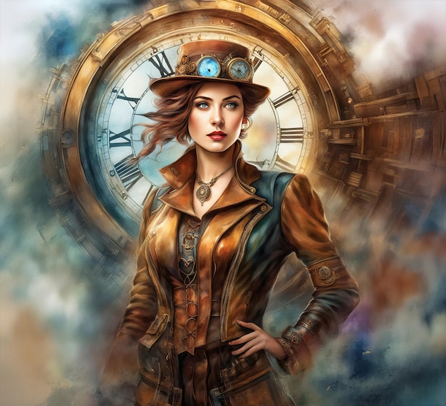 Steampunk mujer Viajero del Tiempo