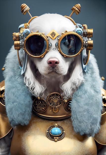 Steampunk spaniel com óculos