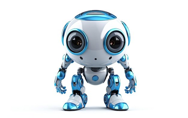 Stehender Roboter mit großer Augentechnologie für künstliche Intelligenz