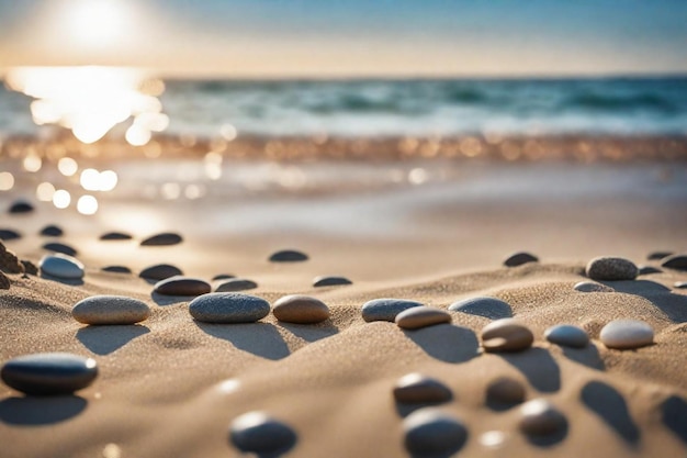 Steine am Strand vor dem Ozean