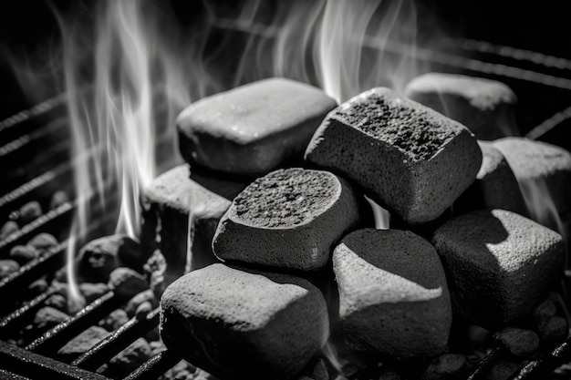 Foto steine auf einem grill, die im freien kochen generative ki