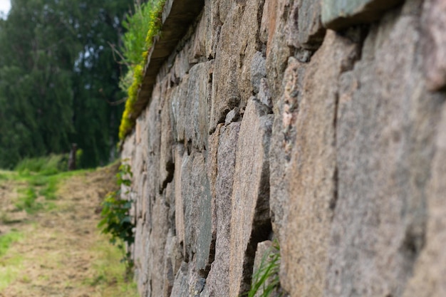 Steinmauer auf der Insel Isegran in Fredrikstad Norwegen